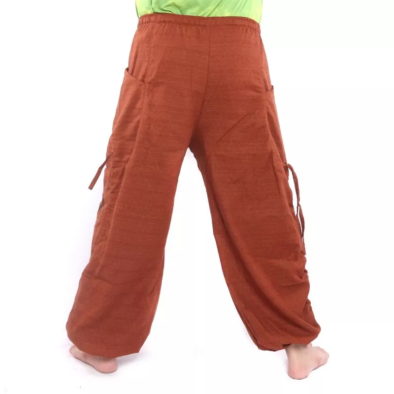 Harem pants high cut floral ornament orange