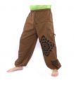 Harem pants brown printed with floral ornaments