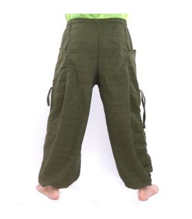 Pantalones de harén de corte alto con adorno floral verde