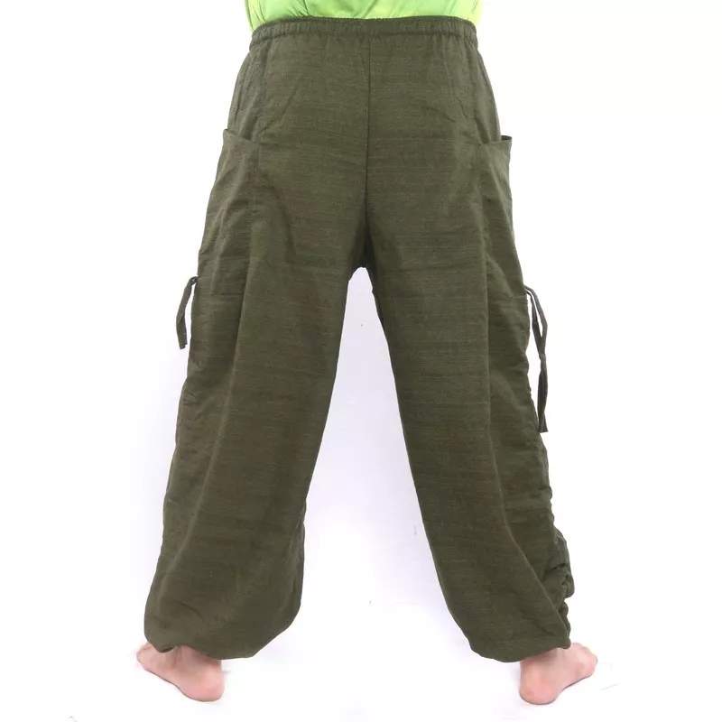 Harem pants high cut floral ornament green
