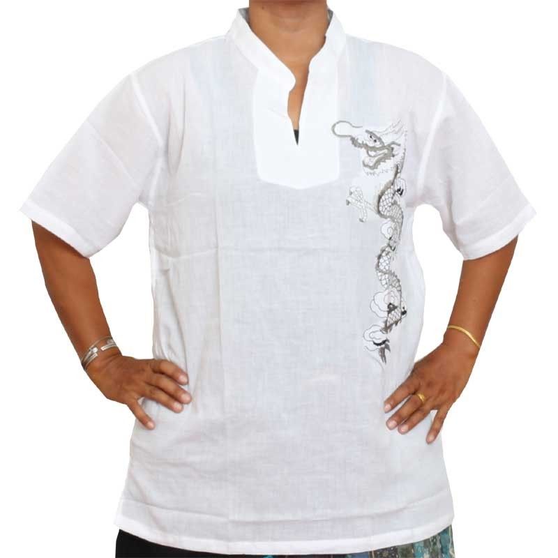 Razia Fashion - Leichtes Thai Baumwollhemd weiß Größe M