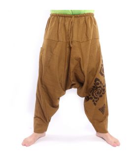 Pantalones de harén con cintura con cordón - caqui