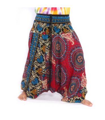 Harem pants for women mandala oriental flowers ornaments red