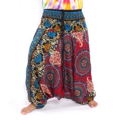 Harem pants for women mandala oriental flowers ornaments red