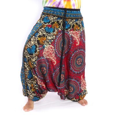 Harem pants for women mandala oriental flowers ornaments red