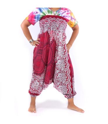 Sarouel pour femmes mandala fleurs orientales ornements rouge