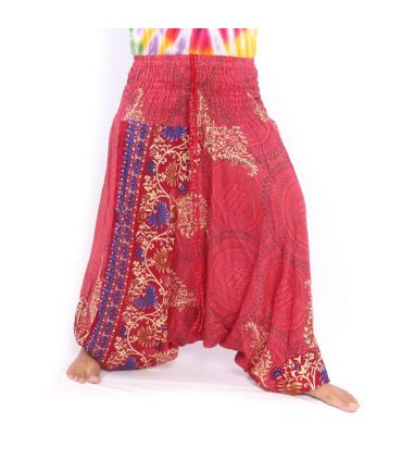 Harem pants for women mandala oriental flowers ornaments red