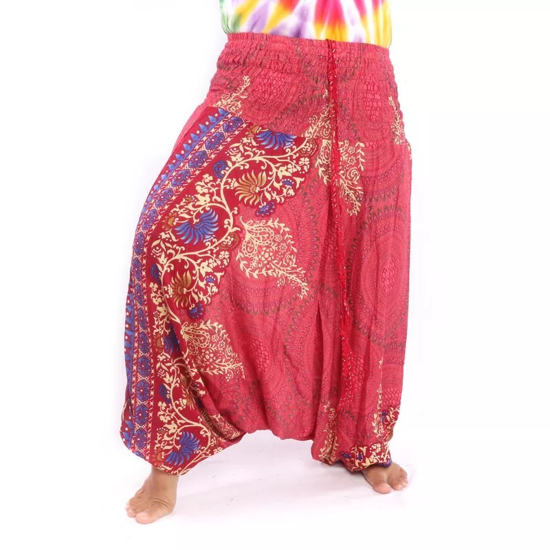 Haremshose für Frauen Mandala orientalische Blumen Ornamente rot