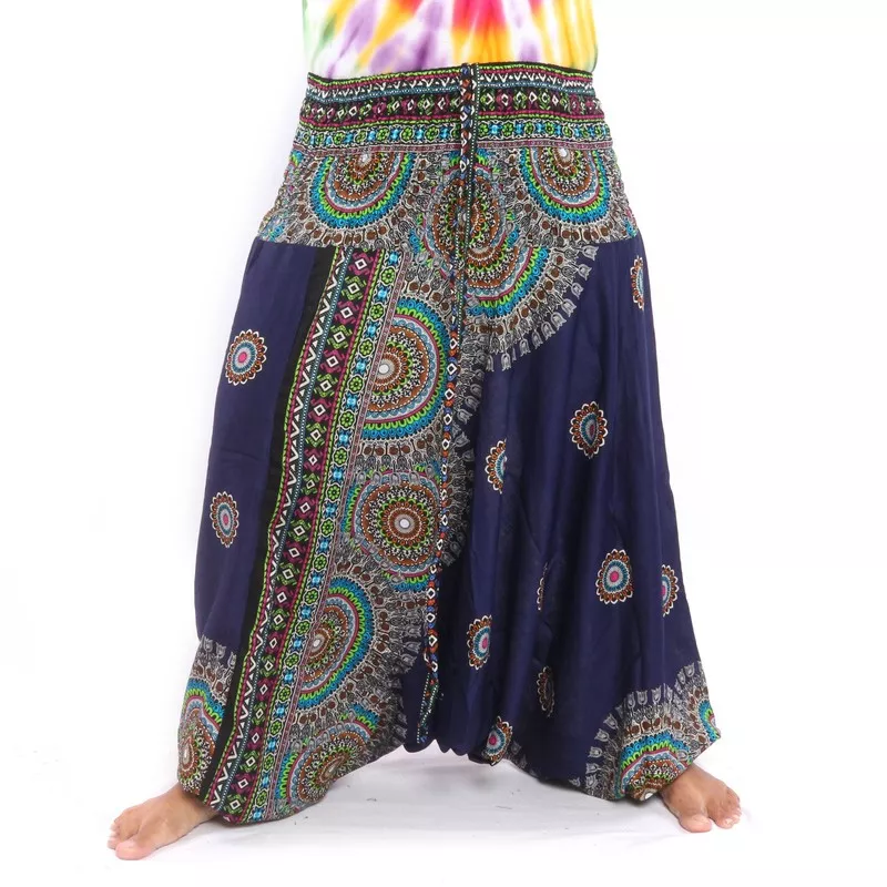 Harem pants for women Tribal Mandala blue