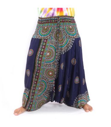 Haremshose für Frauen Tribal Mandala blau
