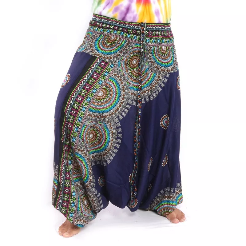 Harem pants for women Tribal Mandala blue