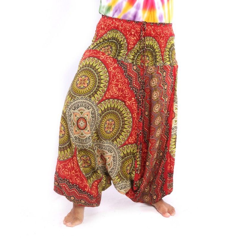 Harem pants for women tribal mandala red
