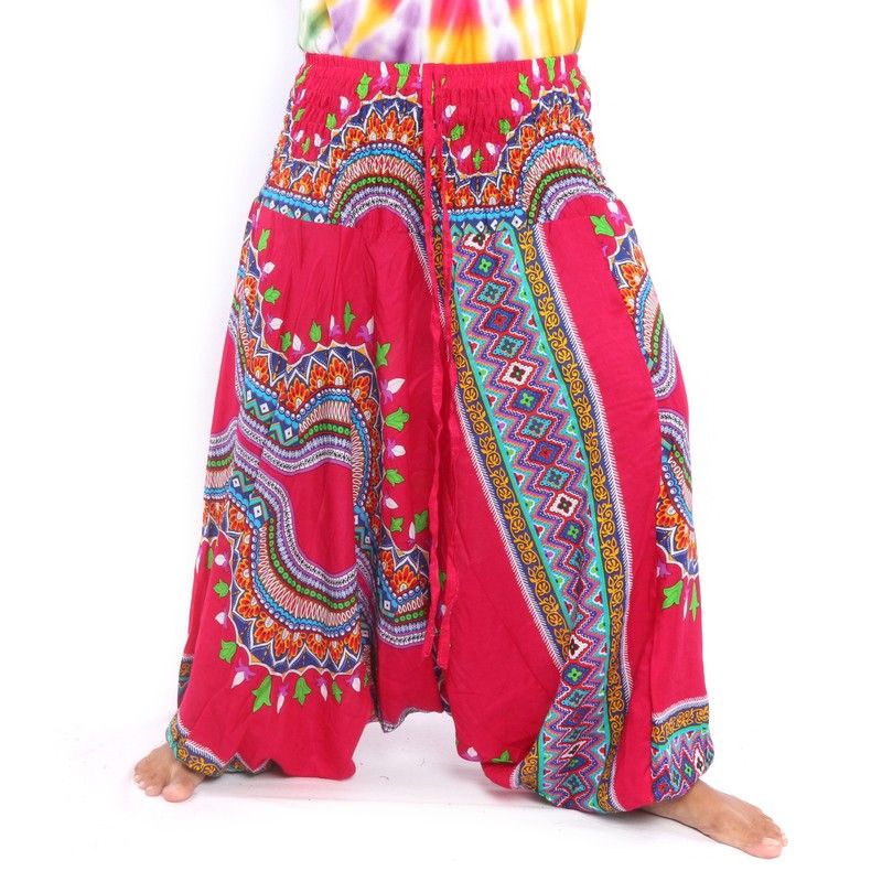 Pantalones harén para mujer patrón dashiki africano rojo