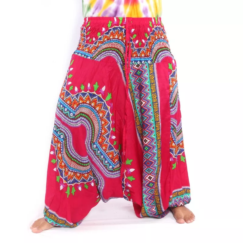 Sarouel pour femmes africain motif dashiki rouge