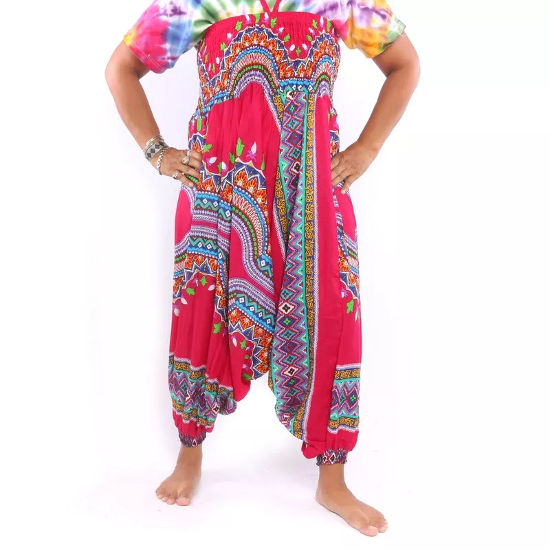 Sarouel pour femmes africain motif dashiki rouge