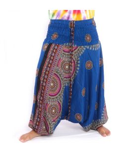 Pantalones de harén para mujeres Tribal Mandala azul