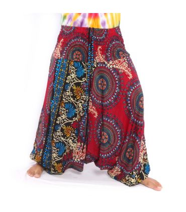 Sarouel pour femmes mandala fleurs orientales ornements rouge
