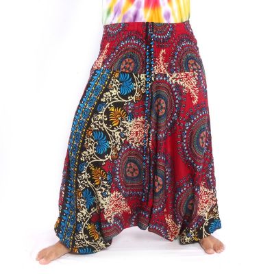 Harem pants for women mandala oriental flowers ornaments red