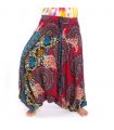 Harem pants for women mandala oriental flowers ornaments red