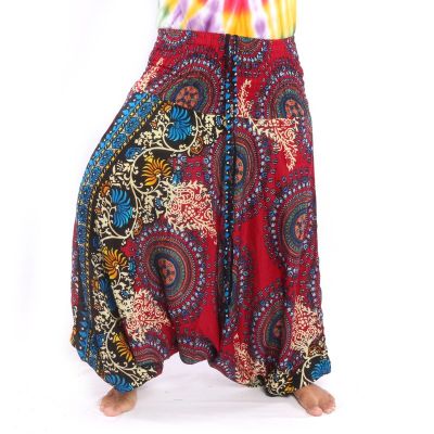 Harem pants for women mandala oriental flowers ornaments red