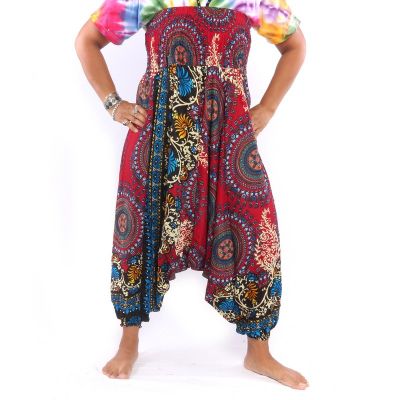 Harem pants for women mandala oriental flowers ornaments red