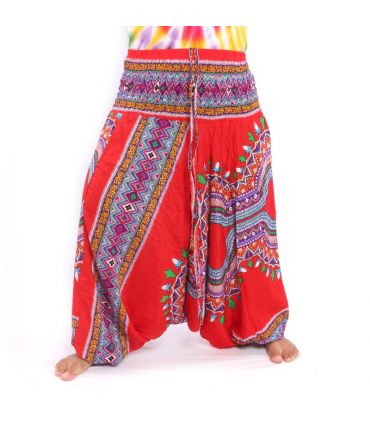 Haremshose für Frauen afrikanisches Dashiki Muster rot
