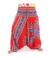 Pantalones de harén para mujeres patrón africano dashiki rojo