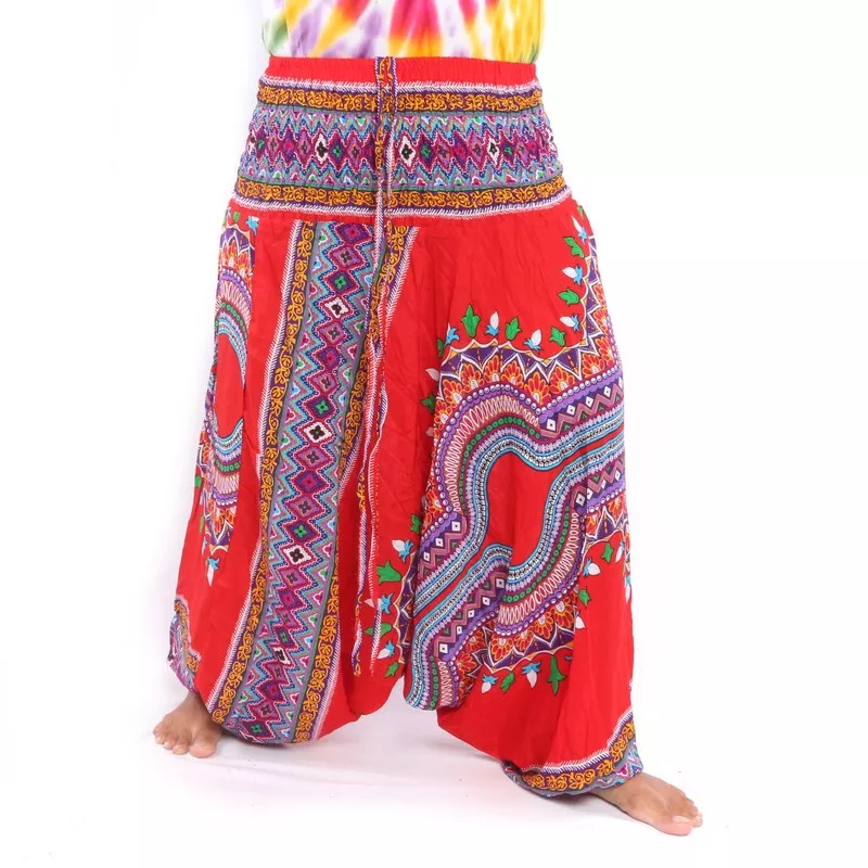 Harem pants for women african dashiki pattern red