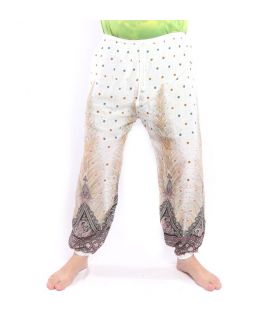 Harem pants peacock feather Paisley white