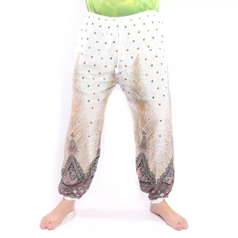 Sarouel plume de paon Paisley blanc