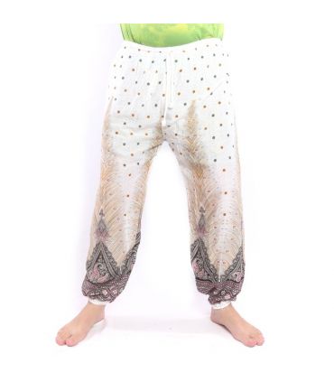 Harem pants peacock feather Paisley white