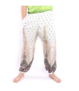 Harem pants peacock feather Paisley white