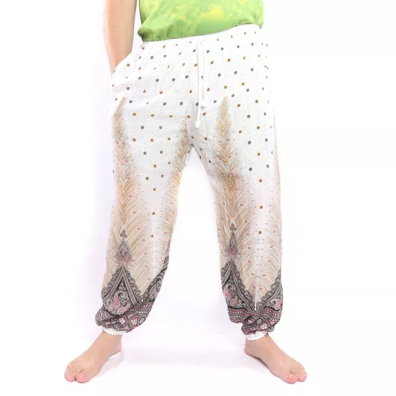 Sarouel plume de paon Paisley blanc