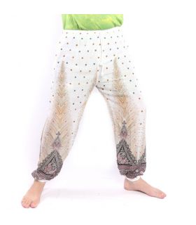 Harem pants peacock feather Paisley white