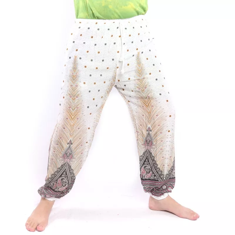 Sarouel plume de paon Paisley blanc