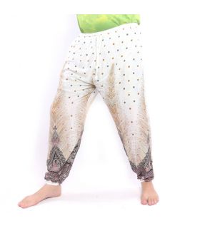 Harem pants peacock feather Paisley white