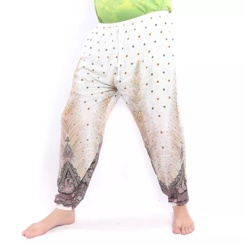 Sarouel plume de paon Paisley blanc