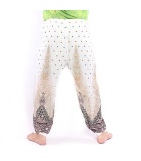 Harem pants peacock feather Paisley white