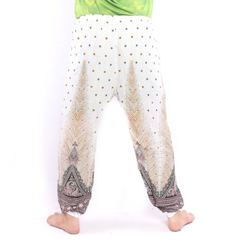 Harem pants peacock feather Paisley white