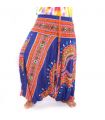 Pantalones de harén para mujeres African Dashiki patrón azul