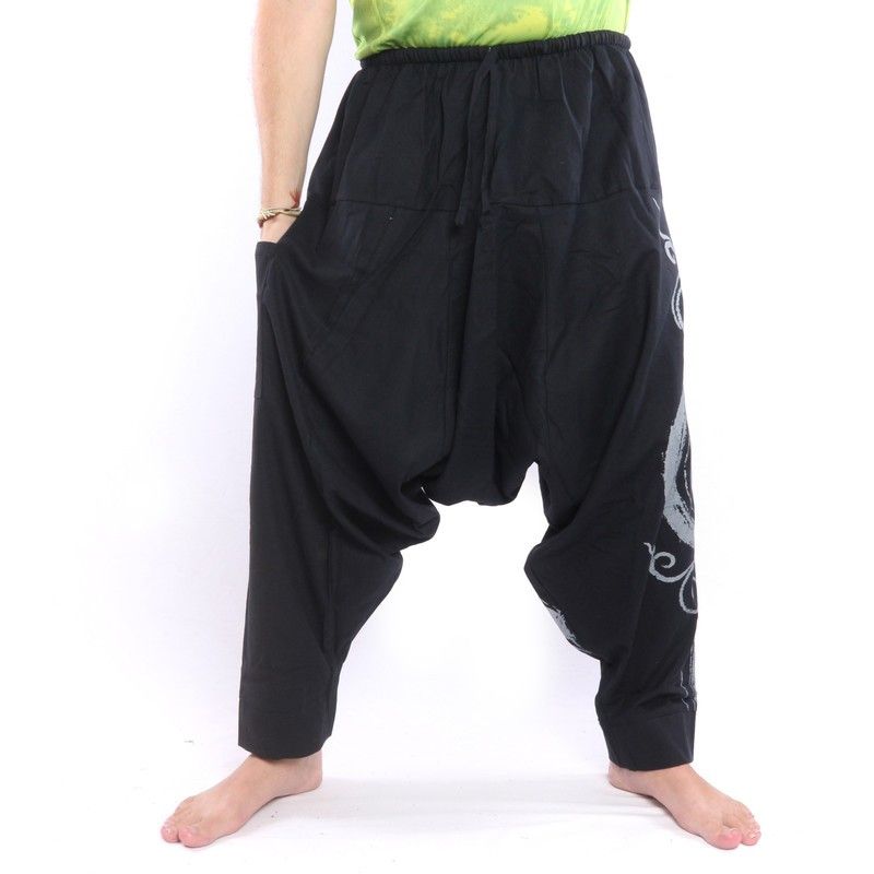 harem pants with spiral cotton mix black ARY-D6