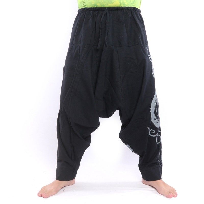 harem pants with spiral cotton mix black ARY-D6