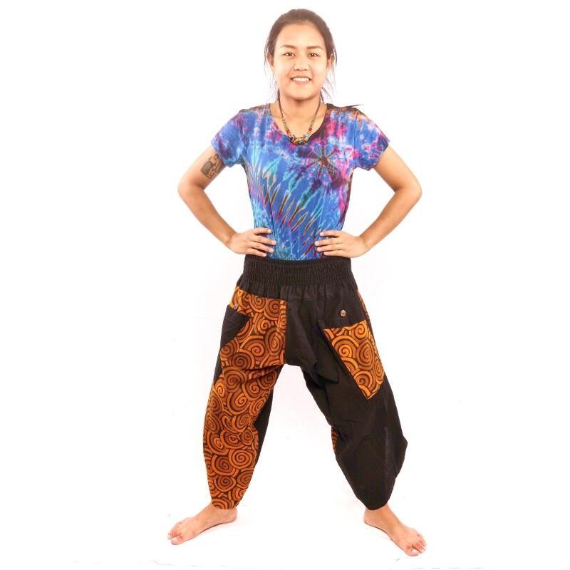 7/8 harem pants with side pockets ethno pattern