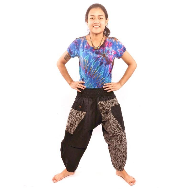 7/8 harem pants with side pockets ethno pattern