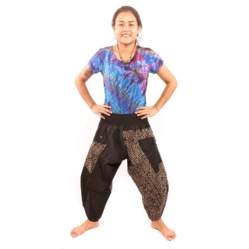 7/8 harem pants with side pockets ethno pattern