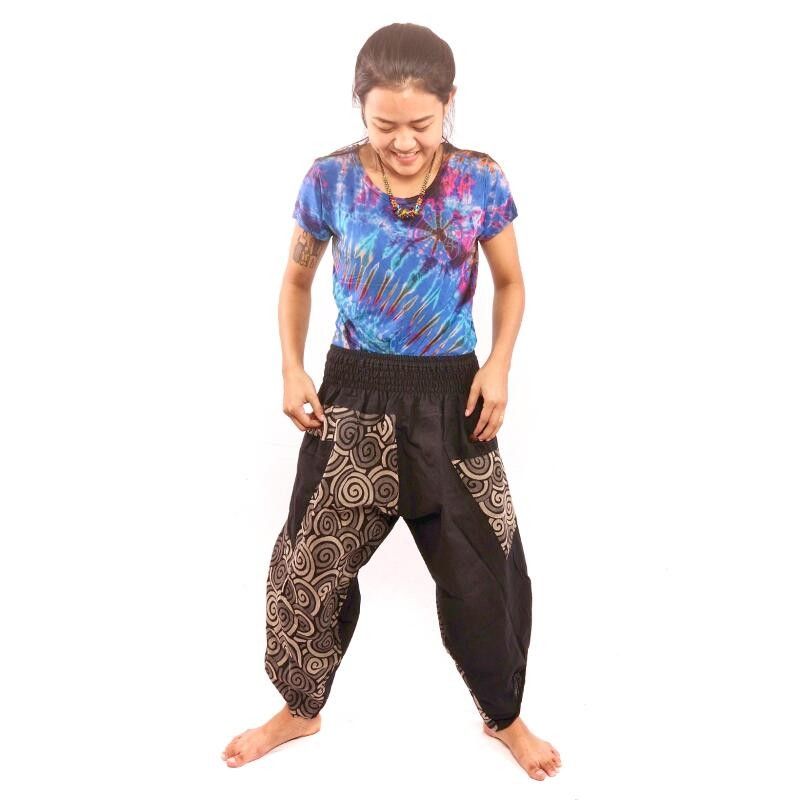 7/8 harem pants with side pockets ethno pattern