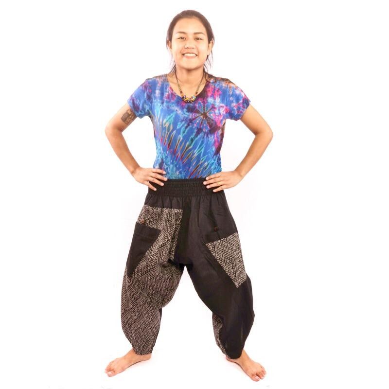 7/8 harem pants with side pockets ethno pattern