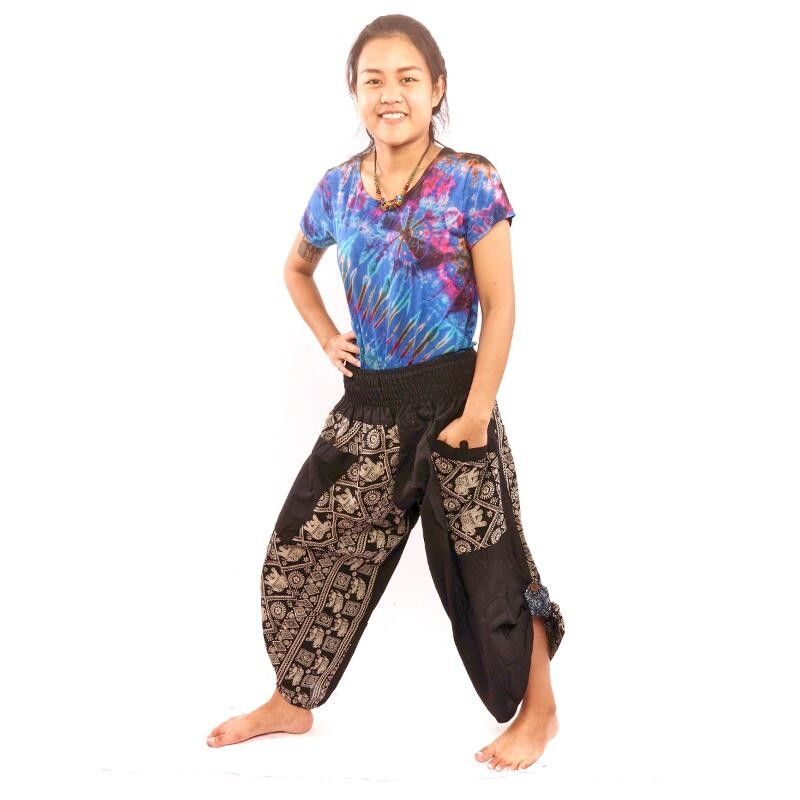 7/8 harem pants with side pockets ethno pattern