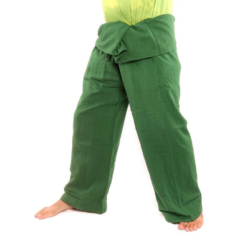 Pantalon pêcheur thaï - vert foncé - coton extra long