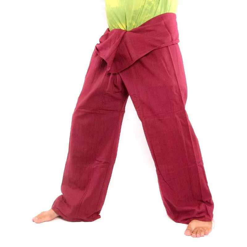Pantalon de pêche thaïlandais - rouge bordeaux - coton extra long